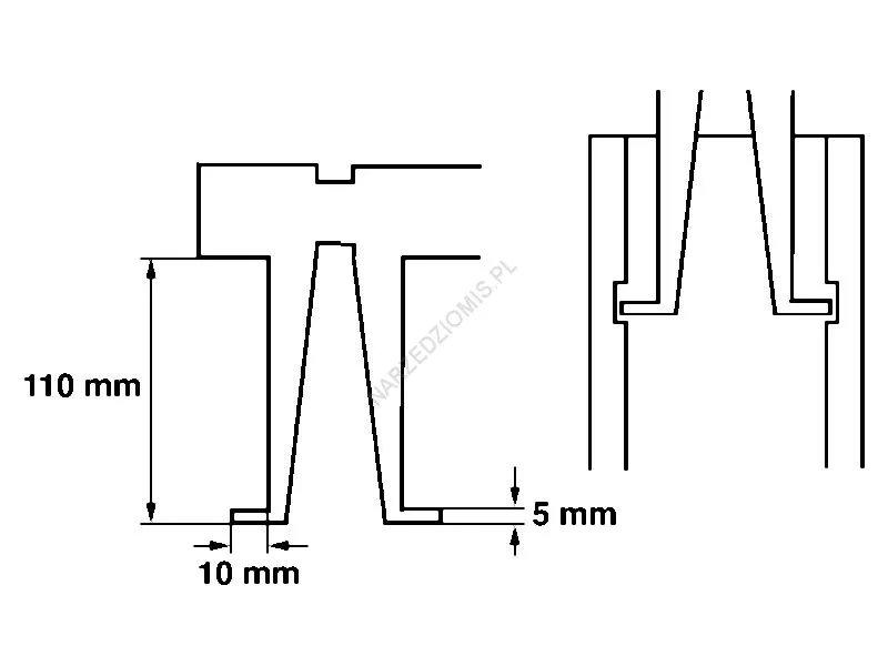 Rysunek techniczny: Suwmiarka do pomiarów wewnętrznych: Zakres pomiarowy 30-300 mm - LIMIT
